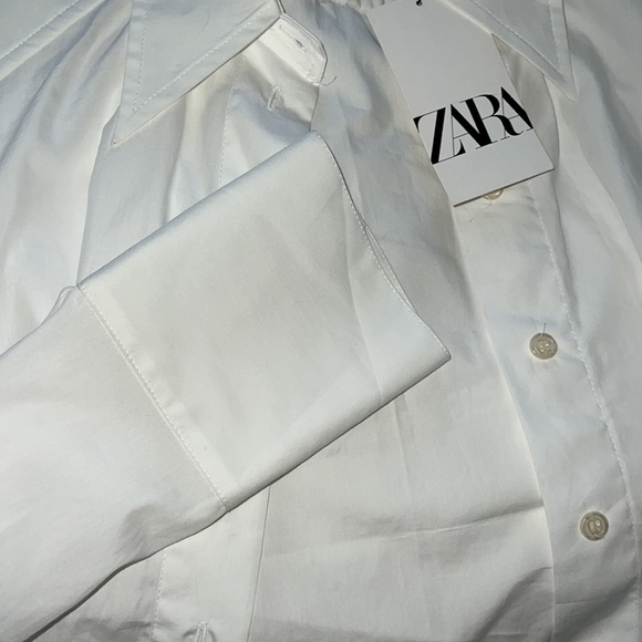 Zara Cropped Poplin Shirt White XS NWT - Picture 4 of 4